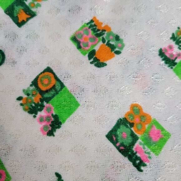 Vintage 70s Novelty Flower Pot Fabric 47x57 - Picture 3 of 5